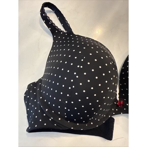 Torrid Plunge Push Up Bra Size 40DD Black White Polka Dot Bow Retro Underwire - Picture 5 of 9
